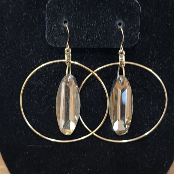Jewelry - Round Crystal Hoop Gold Earrings
